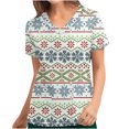 thumbnail image 2 of Puntoco Tops de mujer de manga corta con cuello en V, estampado de uniforme de trabajo con blusa de bolsillo Puntoco Puntoco-2952, 2 of 4