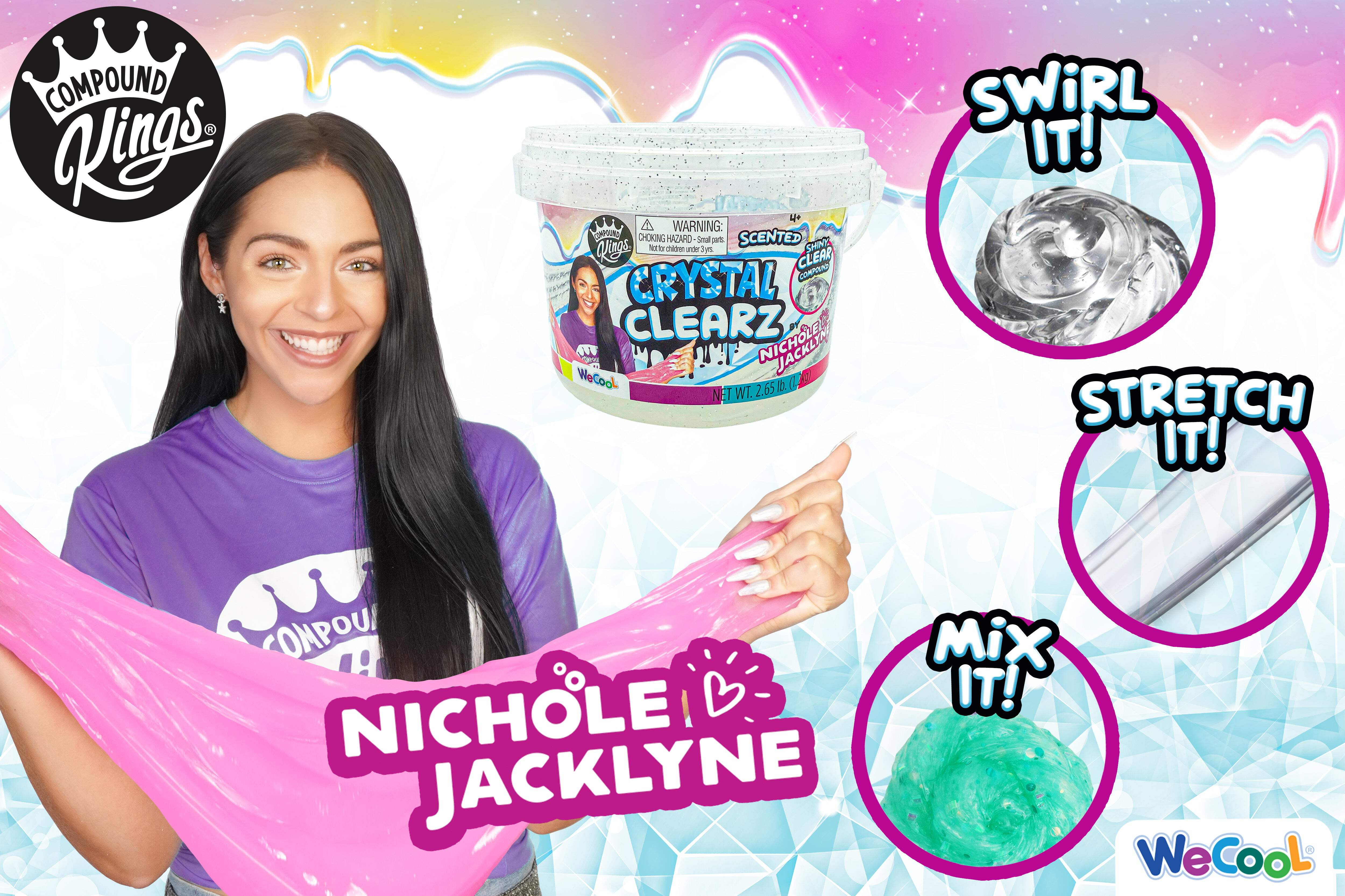 Compound Kings Nichole Jacklyne Crystal 'Clearz' Slime, Clear Color, Reusable Container, 1 Count