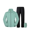 thumbnail image 3 of Men Women 2PCS Rain Suit Lightweight Waterproof Plus Size Hooded Long Sleeve Solid Color Rain Jacket Rain Pants Set For Outdoor Hiking Camping with Pockets, 3 of 10