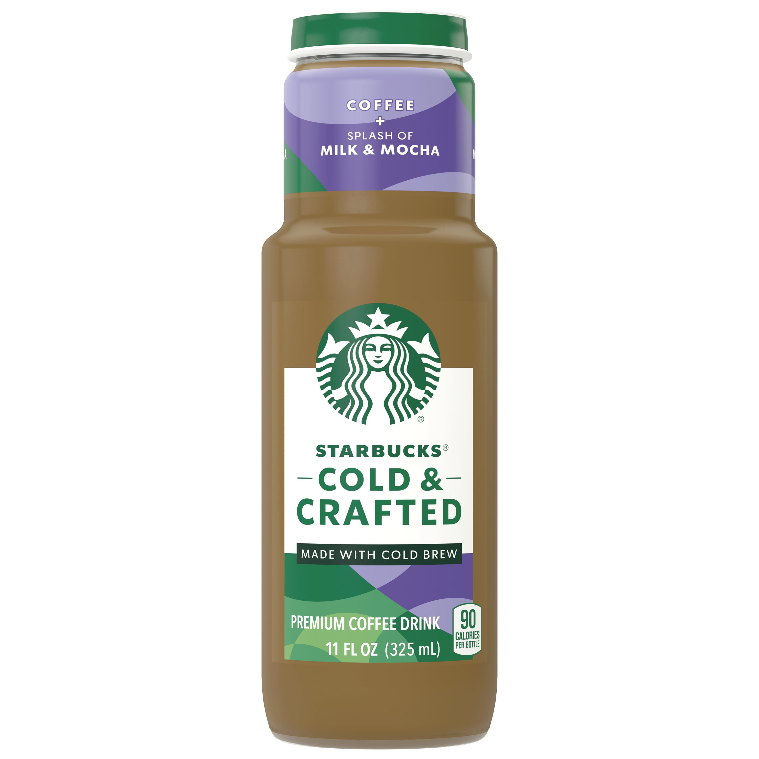 Starbucks Cold & Crafted Coffee + Splash of Milk & Mocha Cold Brew Crafted Coffee, 11 oz Bottle
