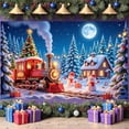 thumbnail image 3 of Christmas Theme Christmas Banner Steam Train Design Holiday Banner Snowy Scene Christmas Tree Decor Christmas Train Banner for Christmas Party Holiday Decoration Family Gathering, 3 of 9