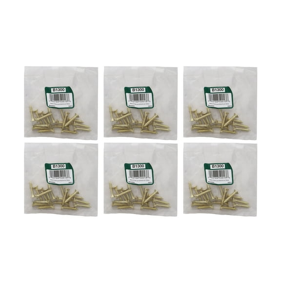 Brainerd 50013 #9 Satin Brass Hinge Screws (Bag of 18 Screws) (6-Pack)