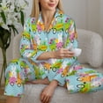thumbnail image 6 of Rateoe bunnies and chicks on a train Pattern Womens Pajamas Set Long Sleeve Sleepwear Button Down Nightwear Soft Cotton Pj Lounge Sets-Medium, 6 of 7