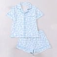 thumbnail image 2 of Trendfront Womens 2 Piece Leopard Cheetah Print Pajama Set Notch Collar Short Sleeve Button Front Top Elastic Waist Shorts Chest Pocket Relaxed Sleepwear, 2 of 9