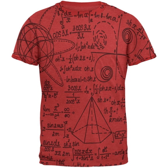 Math Geek Formula Mens Ringer T Shirt Heather Red-Red X-LG