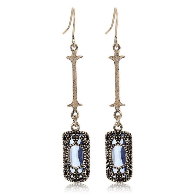 1 par de pendientes colgantes brillantes con forma de piercing, regalo con dije de circonita cúbica, pendientes largos colgantes, joyería de fiesta, azul
