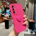 thumbnail image 4 of for Samsung Galaxy S23 FE Case, Cute Kawaii 3D Love Heart Solid Color Curly Wavy Camera Lens Cover Shockproof Soft Silicone Phone Cover 6.4 Inch for Women (Hot Pink), 4 of 12
