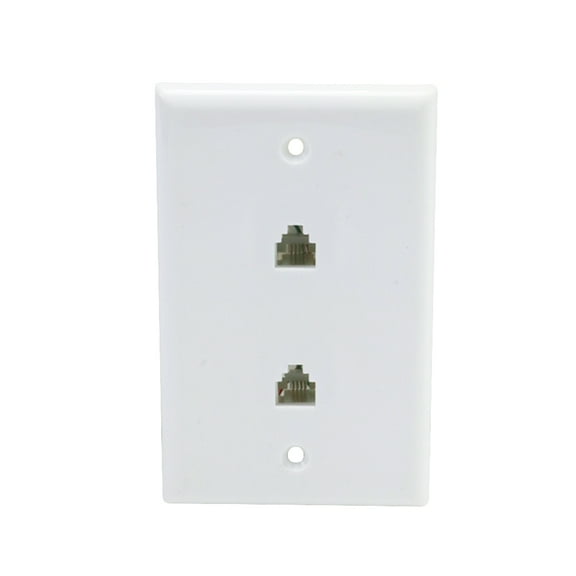 Skywalker Flush Mount Single-Gang Wall Plate with Dual 4-Wire Phone Jacks (White)