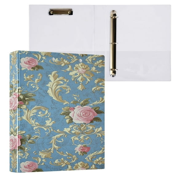 Ring Binders Elegant Floral Damask Design Presentation1.5-inch, Slant Ring One-Touch