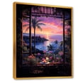 thumbnail image 2 of Designart "Sunset View from Coastal Windows I" Coastal Framed Wall Art - Coastal Colorful Coastal Windows Living Room Framed Canvas Art, 2 of 6