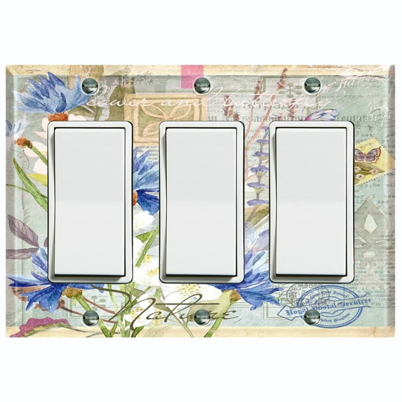 Metal Light Switch Plate Cover Floral Nature Postcard Newspaper Damask FLW091