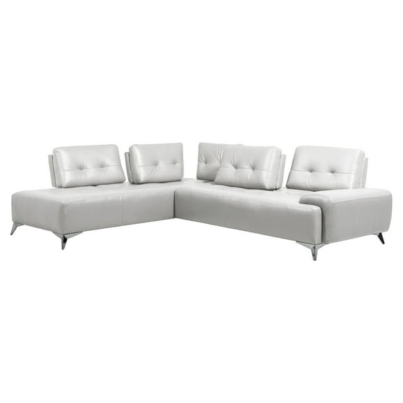 ACME Turano 2-Piece Upholstered Sectional Sofa in Pearl White