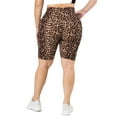 thumbnail image 3 of Women's Peach Skin Biker Shorts, Leopard Print High Waisted Soft, Plus Size, 3 of 5