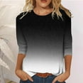 thumbnail image 2 of IROINNID Savings Ladies Long Sleeve T Shirts Lounge Round Neck 3/4 Sleeve Printed Loose Shirt Blouse Tops,Gray, 2 of 6
