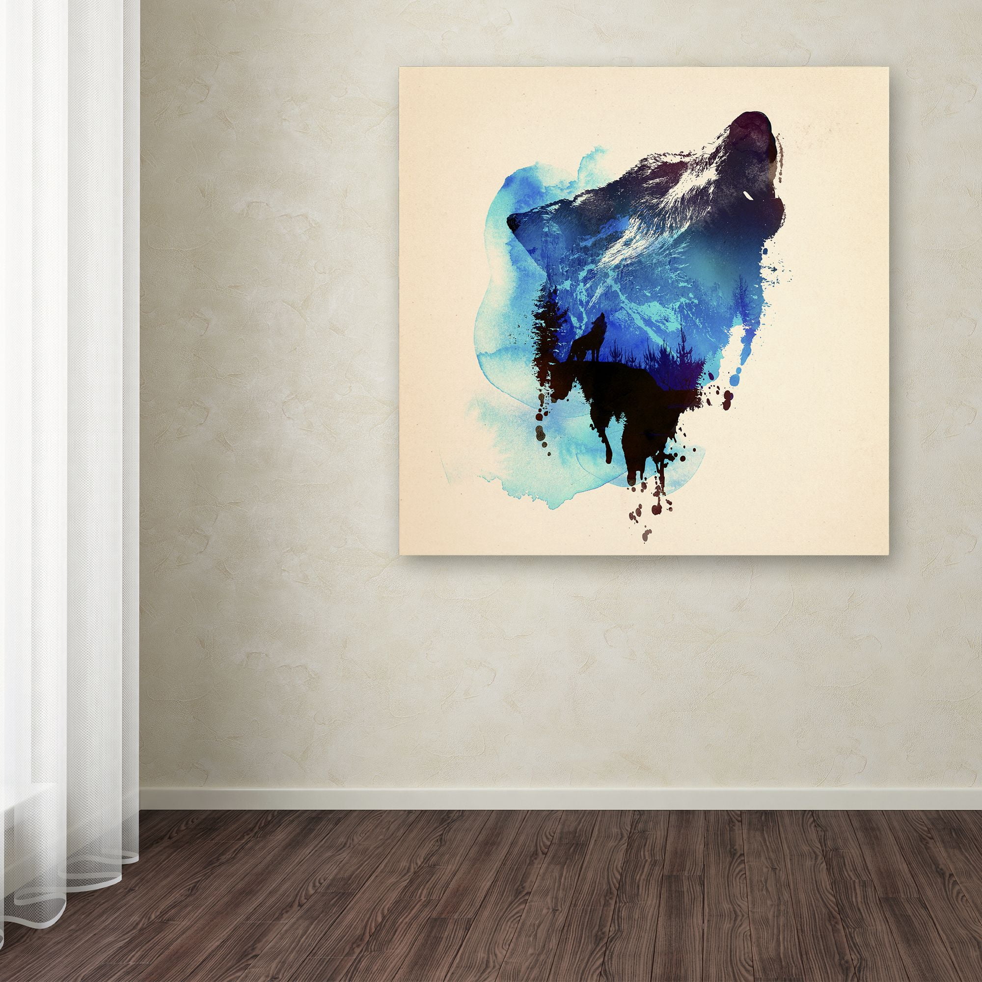 Robert Farkas 'Alone As A Wolf' Huge Canvas Art 35 x 35
