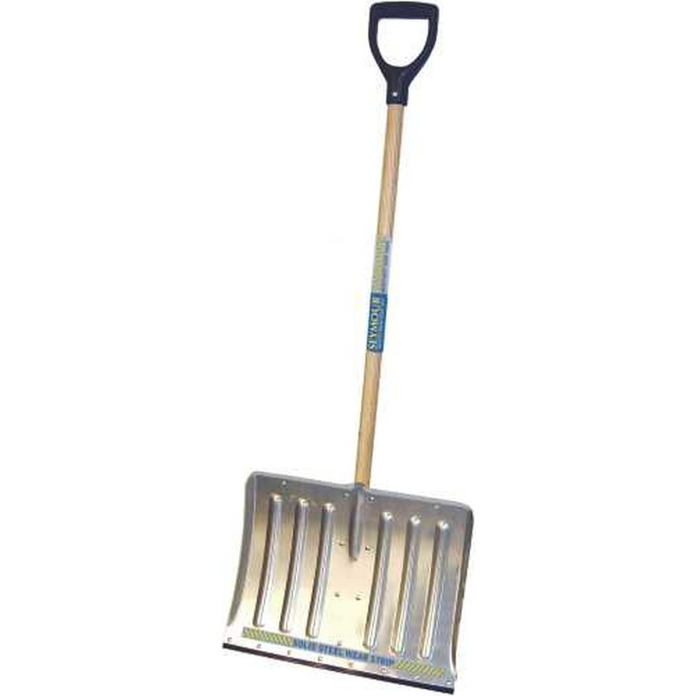 SEYMOUR ALUMINUM SNOW SHOVEL 18 IN. WITH WEAR STRIP AND 42 IN. WOOD