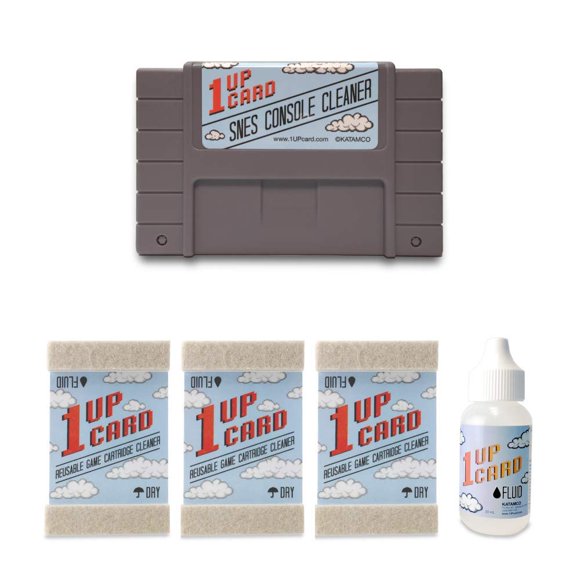 1UPcard Trousse de Nettoyage Compatible avec SNES (Super Nintendo) et Consoles RetroNintendo Cartouches de Jeux Vidéo