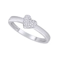 thumbnail image 3 of Natural Diamond Accent Heart Stackable Promise Anniversary Ring in 14K White Gold Plated 925 Sterling Silver Jewelry for Women(0.08 cttw,I-J Color,I2-I3 Clarity)-8, 3 of 5