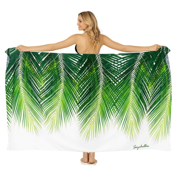 LA LEELA Women's Pareo Beach Swimwear Bikini Wrap Sarong One Size Green, Leaves