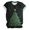 thumbnail image 4 of Drie Womens Graphic Tees Short Sleeve Summer Tops Funny Print Crew Neck Casual Loose Cute T Shirts Christmas T-Shirts for Women Dark Green,S, 4 of 5
