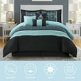 thumbnail image 4 of Lanco Damask 7 Piece Comforter Set Aqua/Black, Bed Size Queen, Fill Polyester, 4 of 7