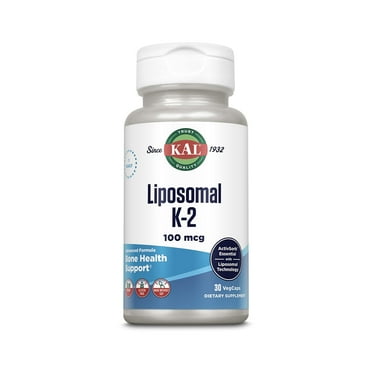 KAL Liposomal Vitamin K2 Supplement with MK7 100 mcg, High Absorption, Liposomal Technology, Advanced Bone Support, Vegan Capsules, Gluten Free, Made without Soy, 30 Servings