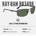 thumbnail image 5 of Ray-Ban RB3498 Rectangle Shaped Non-Polarized Sunglasses for Men - Includes Official RAYBAN Eyewear Kit - Ideal Formal & Casual Wear Sunglasses - Green Lens, 5 of 7