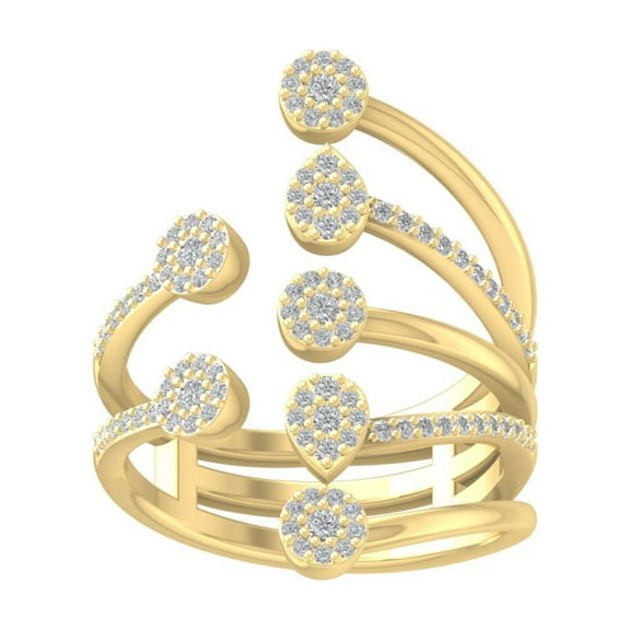 ARAIYA FINE JEWELRY 10K Yellow Gold Round Lab Grown Diamond Open space Band Ring (1/2 cttw, VS Clarity, D-E Color) Size 5.5