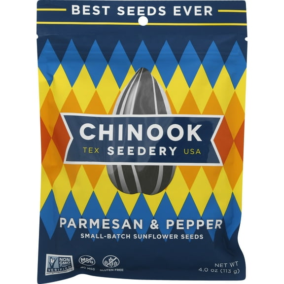 Chinook Seedery Roasted Jumbo Sunflower Seeds - Gluten Free Parmesan & Pepper Flavor 4oz(Pack of 12)