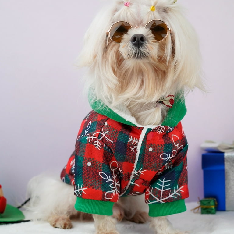 Dog Hoodie Christmas Snowflakes Puppy Coustume Casual Pet Hooded Funny Sweatshirt Cat Coat Jackets for Small Medium Large Dog