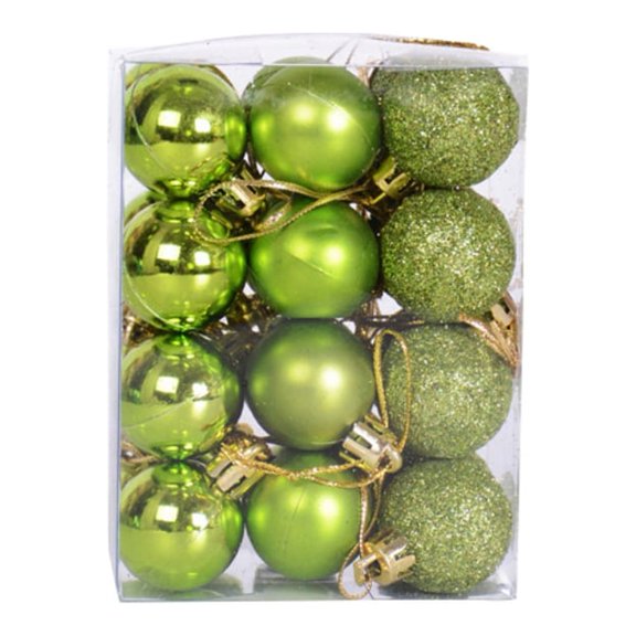Christmas Balls, Day Ornaments,24 Pcs Shatterproof Ball Hanging for Xmas Tree Party Decoration Frosted Ball, Matte, Shiny (Green, 1.18inch(30mm))