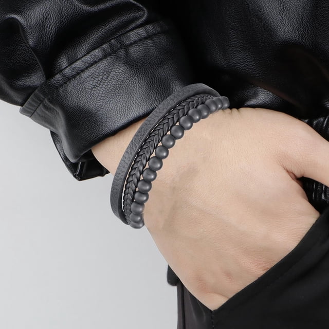 Fiudx Piedra Volcán, Diseño Cuerda Pie de Vaca Ajustable, Cuentas de Acero Inoxidable Moldeables, Condiciones Favorables La Absorción, Alivia El Estrés, Accesorio Unisex, Incluye Servicio de Asistenc