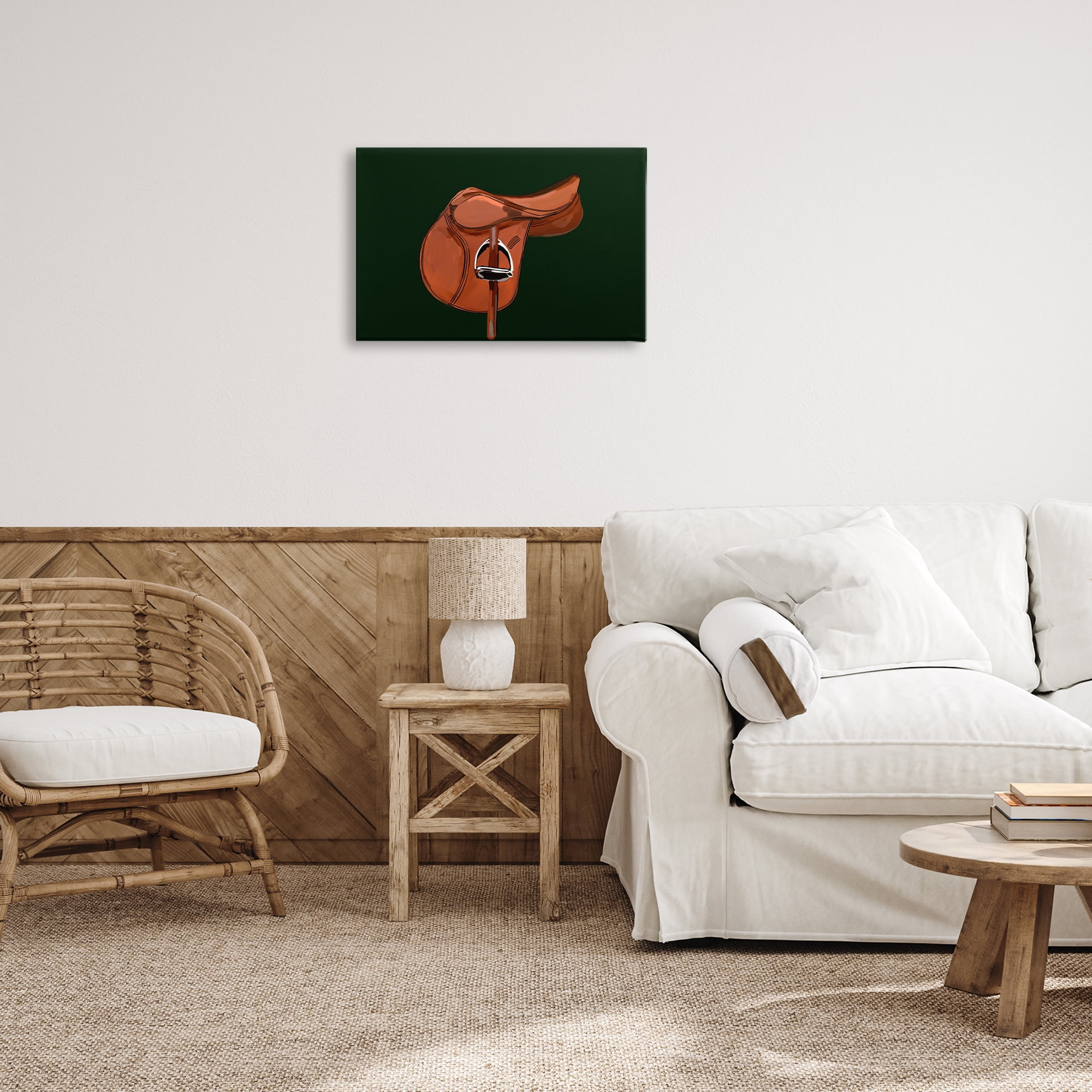 Stupell Industries Brown Horse Saddle Abstract Painting Gallery Wrapped Canvas Art Print Wall Art, 24 x 16