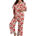 thumbnail image 3 of Womens Christmas Pajama Sets Cute Print Short Sleeve Sleepwear Button down Pjs Womens Winter Pajamas Matching Christmas Pjs, 3 of 6
