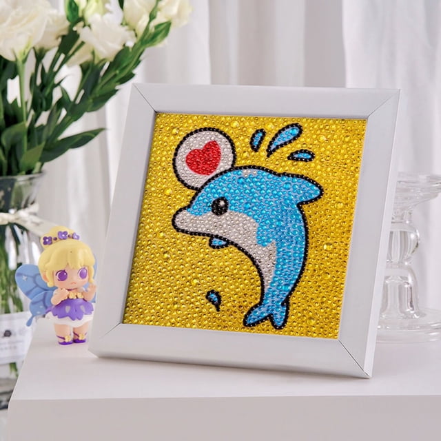 Pintura del arte del diamante del delfín de DIY 5D para los niños de los adultos, diamante de imitación del diamante de DIY del taladro completo oso de fresa Hogar