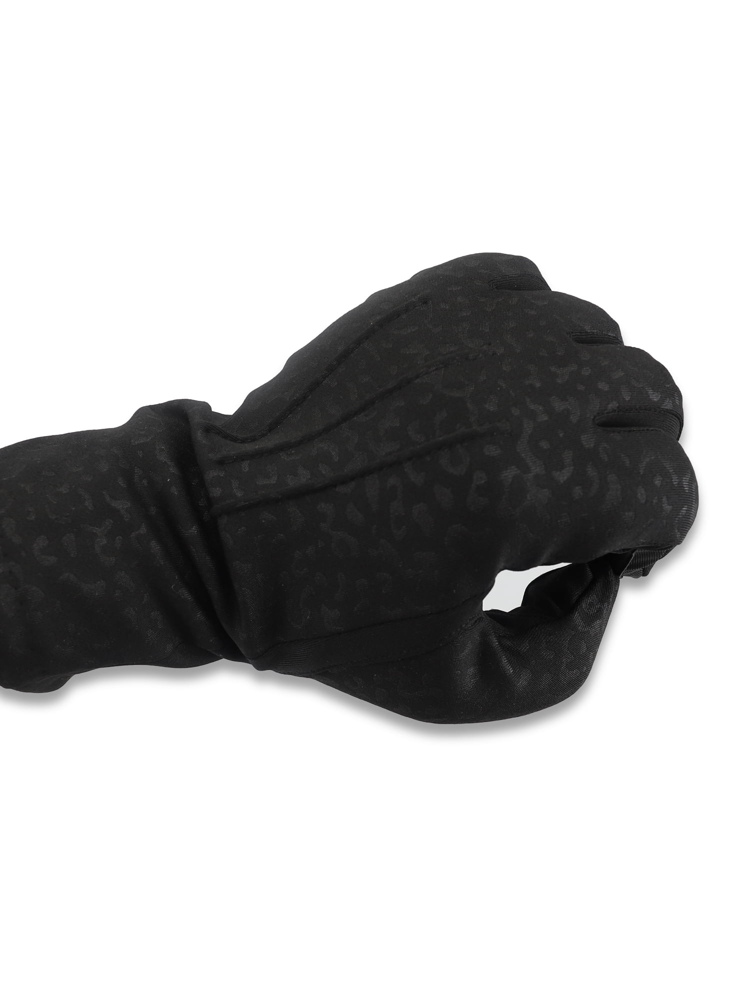 Isotoner Women's Everyday Spandex Gloves with Fleece Lining, Black, L/XL
