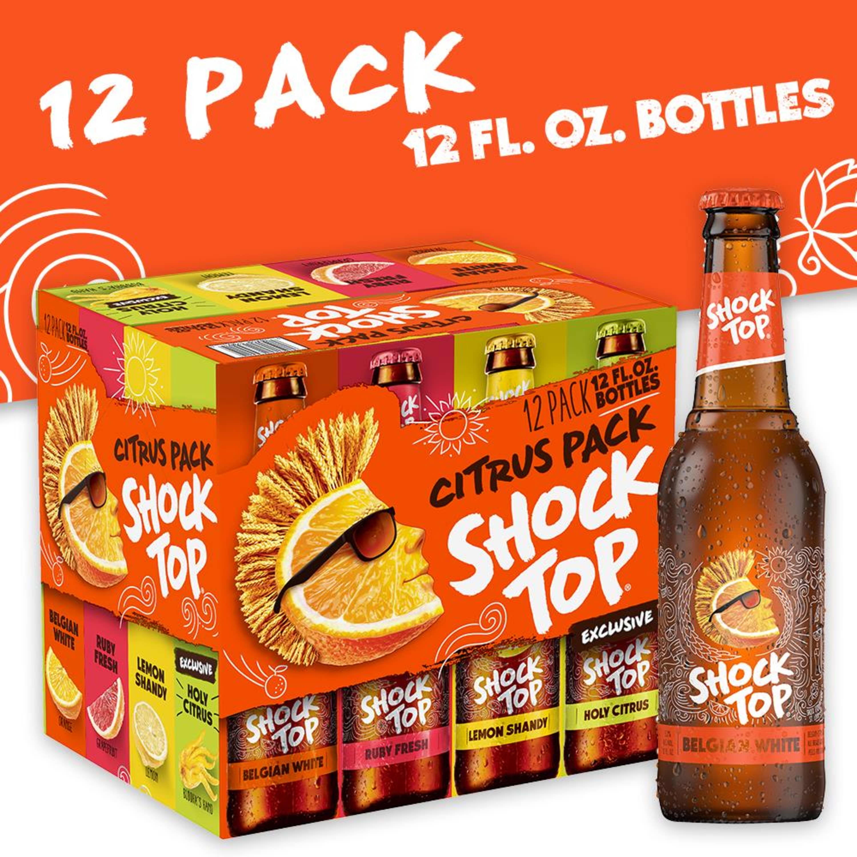 Shock Top Citrus Beer Variety Pack, 12 Pack Beer, 12 FL OZ Bottles 5.2