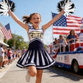 thumbnail image 4 of 2-Piece Girls Cheerleading Performance Set Black Soft Breathable Lightweight Stretchy Casual Two Piece Outfit Size 5-6 Y, 4 of 5