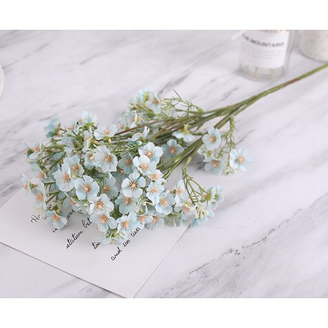Flores artificiales de imitación de estrella, pegamento suave, sensación pequeña y fresca, flor de plástico, decoración del hogar, boda