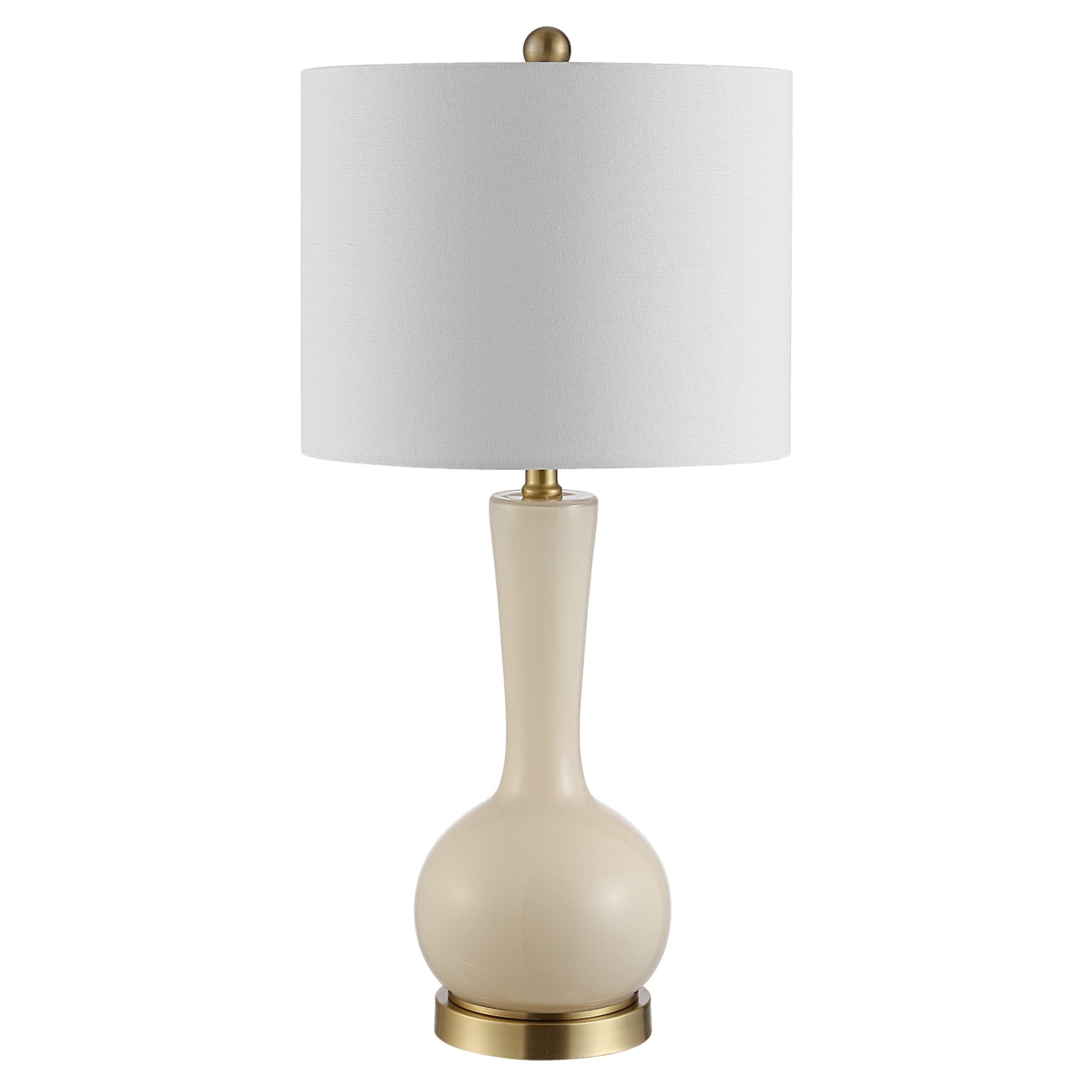 Safavieh Gaetna 15 in Contemporary Gold Table Lamps with Clear Glass White Transitional Shades
