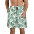 thumbnail image 2 of Uemuo Lilies Flowers Pattern Men's Swim Trunks Hawaiian Beach Bathing Suit Swimsuits Beach Quick-Dry Shorts with Pockets-Large, 2 of 9