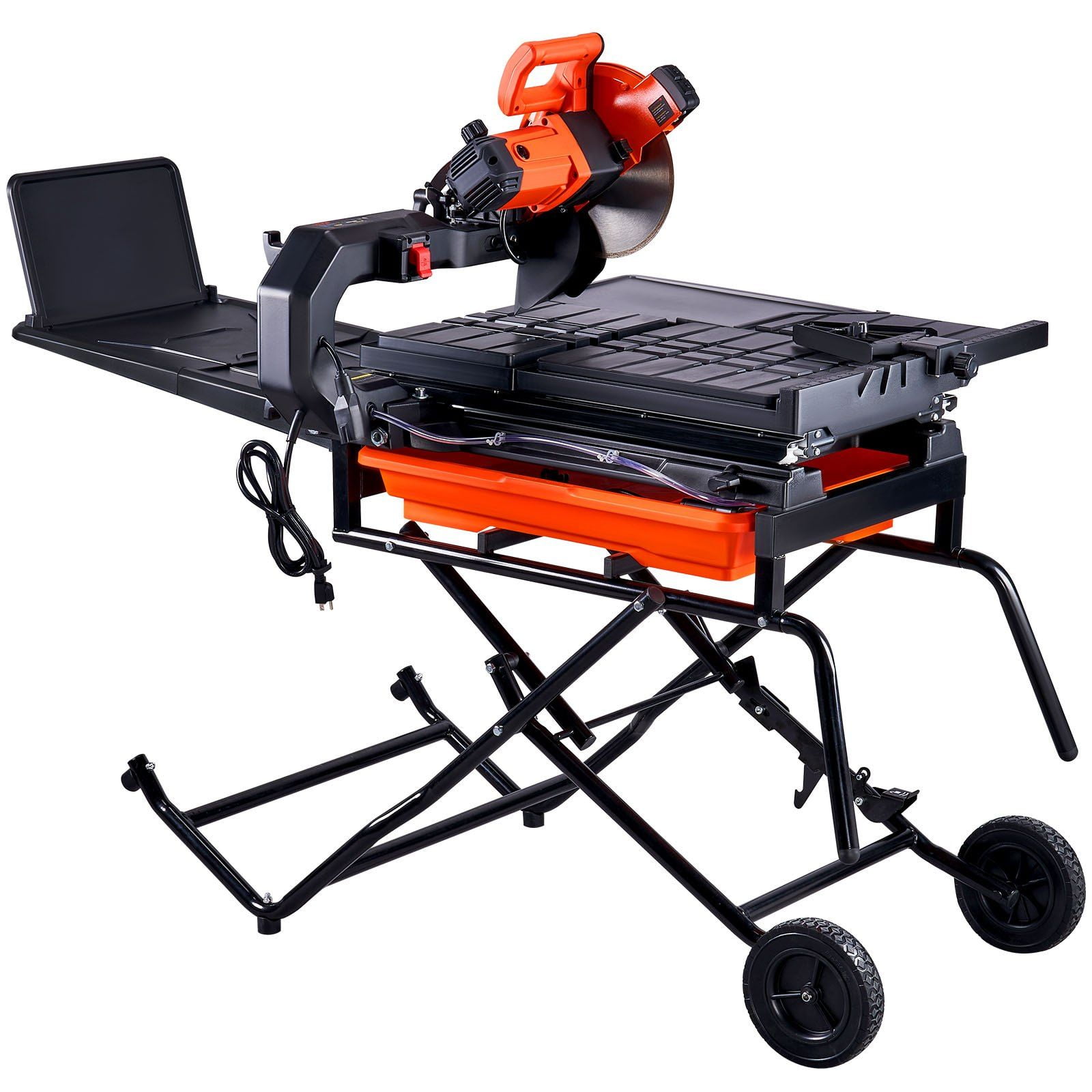 Heavy-Duty 10" Wet Tile Saw with Stand, 65Mn Blade & 4500 RPM Motor, Water Reservoir & Casters, 0-45° Miter Cutting for Ceramic Tiles, Stones