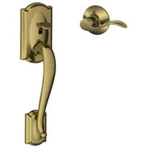 SCHLAGE FE285 CAM 609 Acc LH Camelot Trim Lower Half Front Entry Handleset with Accent Left Hand Lever, Antique Brass