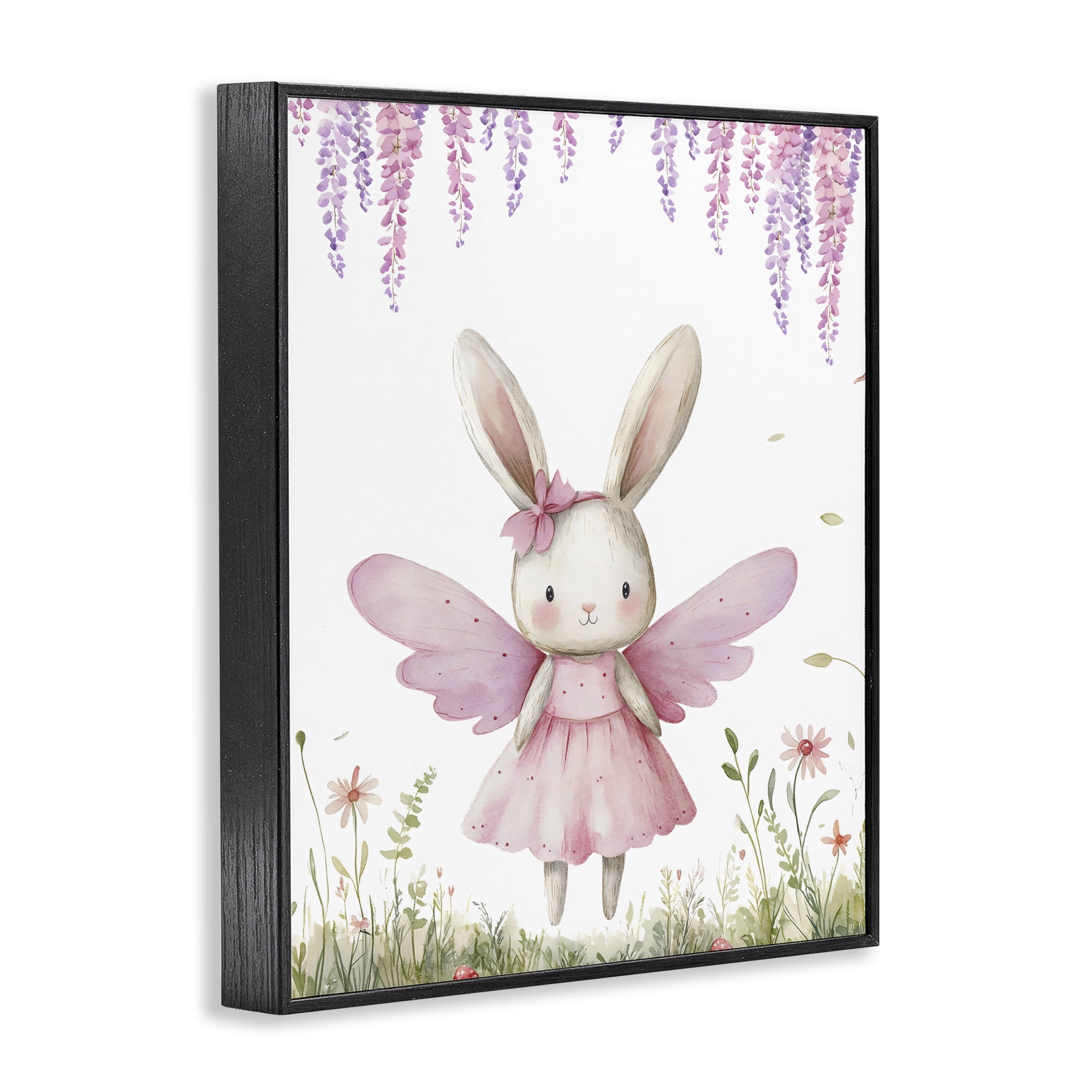 Stupell Industries Woodland Bunny Forest Fairy Black Framed Giclee Art, design by LSR Design Studio