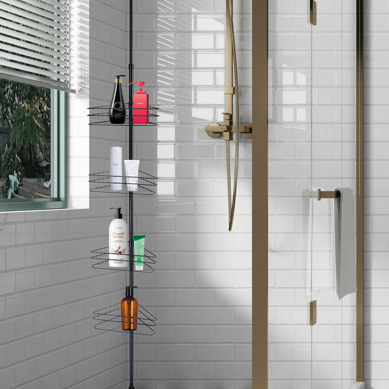 Garosa 4-Layer Bathroom Corner Shelf,Height Adjustable Telescopic Shower  Shelf Shower Corner Rack Stand 