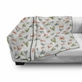 thumbnail image 3 of Lobster Soft Flannel Fleece Blanket, Watercolor Effect Crustacean Pattern with Cancer and Lobster Shapes, Cozy Plush for Indoor and Outdoor Use, 70" x 90", Vermilion Khaki and Grey, by Ambesonne, 3 of 6