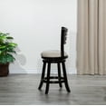 thumbnail image 3 of Swivel 24" Counter Height Bar Stool with Backrest and Footrest, Fabric Upholstered Barstools with Wood Frame & Flared Legs, Breakfast Stools for Home Pub Kitchen, Espresso & Beige, 3 of 7