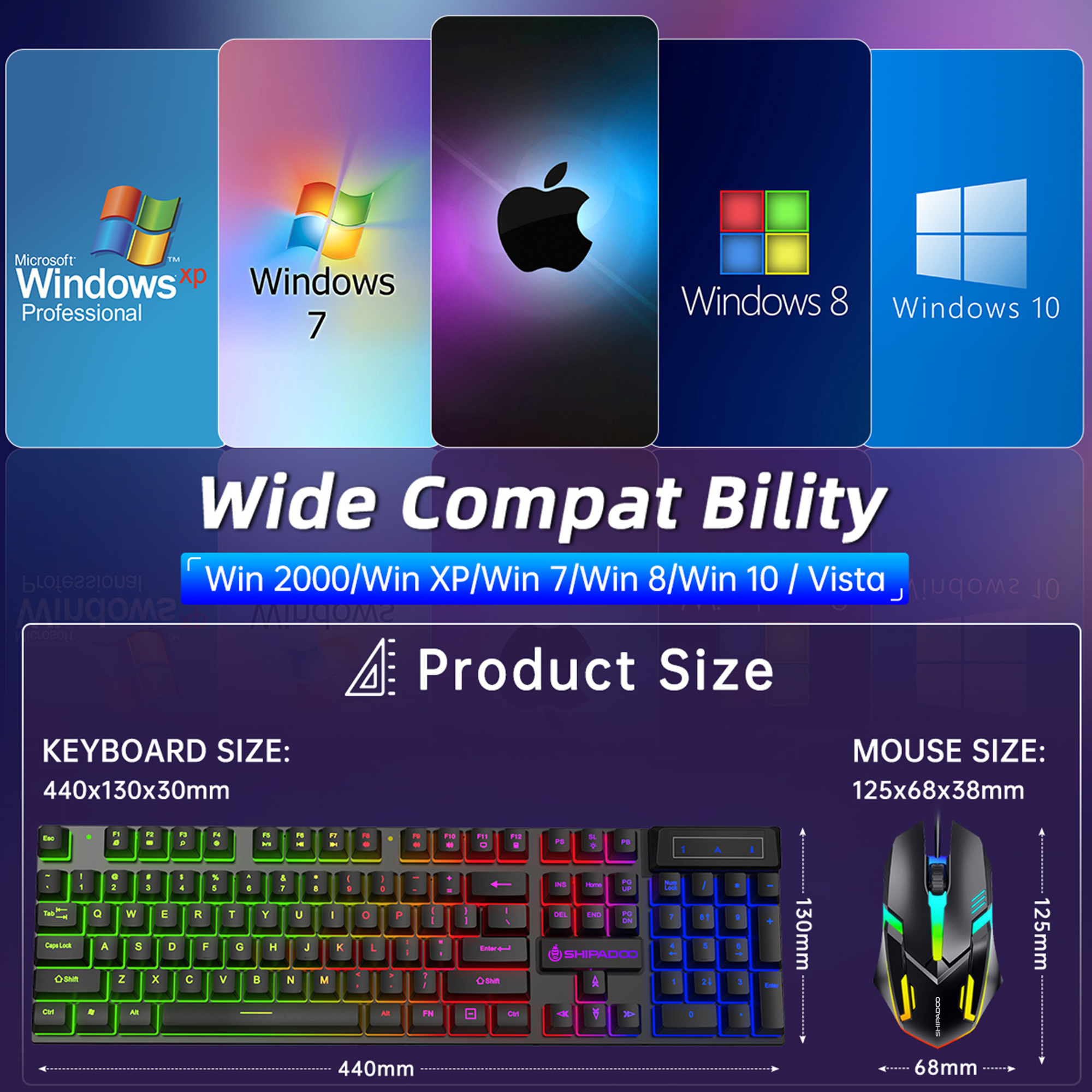 Cshidworld Gaming Keyboard and Mouse Combo RGB Backlit photo 8