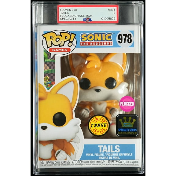 Sonic the Hedgehog, PSA Graded 9 MINT, Tails Collectible Vinyl Figure #978, Fully Encapsulated Bundle with Compatible Funko Pop! PSA Hard Protector Case