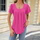 thumbnail image 3 of Fiudx Ofertas Flash Del Día Solo En Línea Blusa Casual de Verano para Mujer, Manga Corta, Cuello En V, Manga 3/4, Dobladillo Curvado, Blusa Suelta Tipo Túnica, 3 of 5